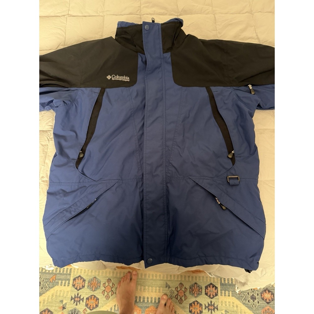 Vintage Columbia Jacket Mens Large Blue Black Double Whammy 3 In 1 Parka 90s